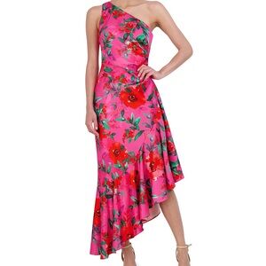 Eliza J Pink Asymmetrical One-Shoulder Sundress